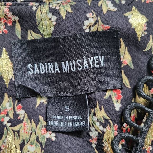 Sabina Musayev Revolve Womens S Mini Dress Floral Plunge Neckline Bell Sleeves - Picture 7 of 12